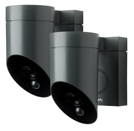 Somfy 1870472 - 2 Grey Outdoor Cameras | Outdoor Surveillance Cameras | Siren 110 DB | Possible connection to an existing light - IP security camera - Outdoor - Wired & Wireless - CE - RoHS - Wall - Grey