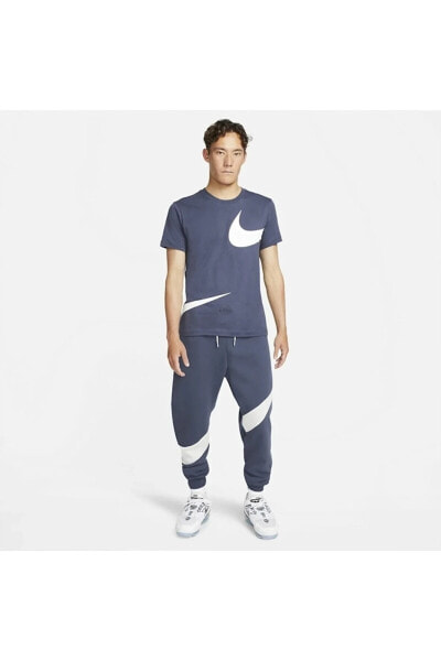 Sportswear Swoosh Pullover Semi-brushed-back Short-sleeve Erkek Tişört - Mavi