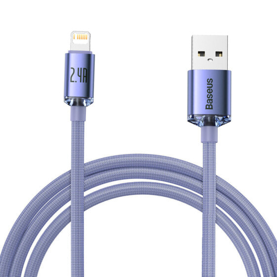 Kabel przewód do szybkiego ładowania i transferu danych USB Iphone Lightning 2.4A 2m fioletowy