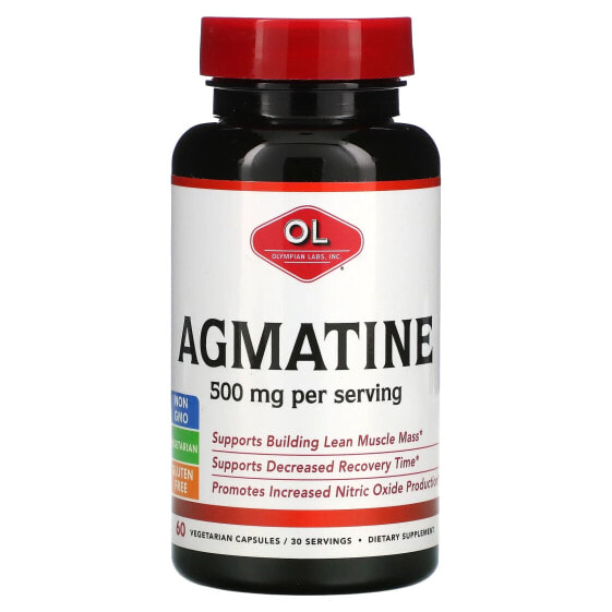 Витамин Olympian Labs Агматин 500 мг, 60 вегетарианских капсул (250 мг на капсулу)