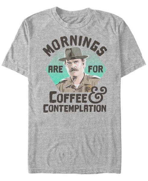 Men's Stranger Things Hopper Coffee Morning Short Sleeve T-shirt