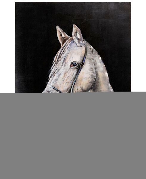 White horse Mixed Media Iron Hand Painted Dimensional Wall Art, 48" x 32" x 2.2"