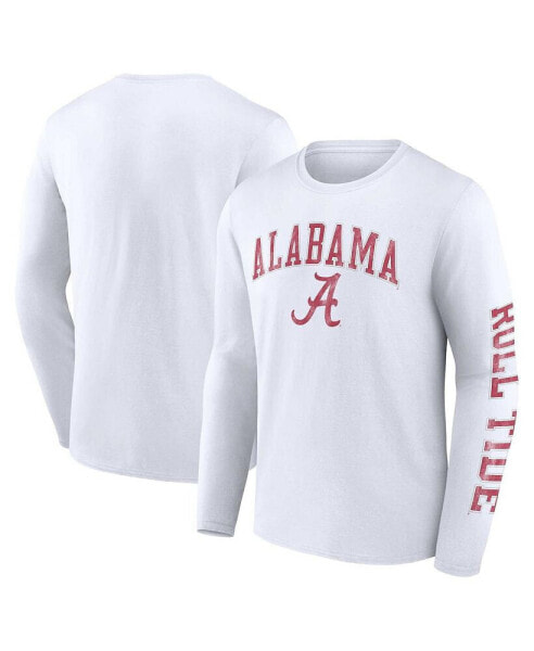 Men's White Alabama Crimson Tide Distressed Arch Over Logo Long Sleeve T-shirt