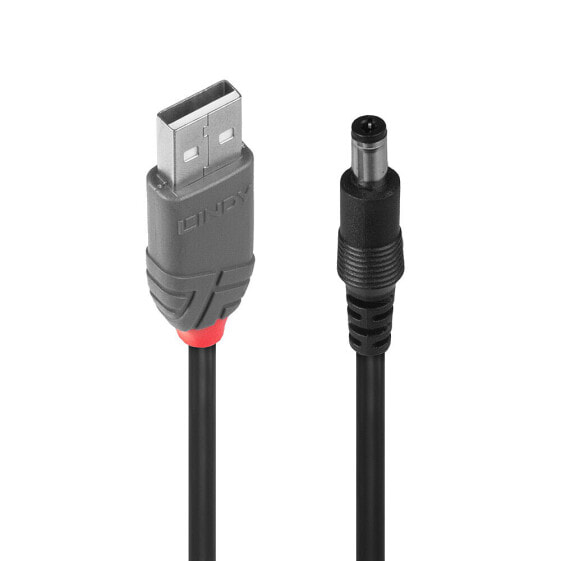 Lindy Adapter Cable USB A male - DC 5.5/2.1 mm male - 1.5 m - USB A - DC - USB 2.0 - Male/Male - Black