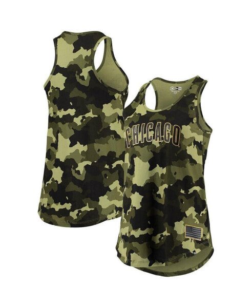 Women's Green Chicago Cubs 2022 MLB Armed Forces Day Camo Racerback Tank Top