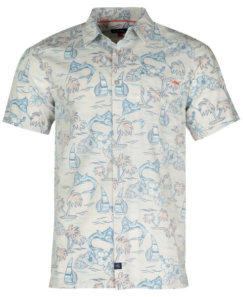 Men's Ocean Drift Graphic Print Short-Sleeve Button-Up Shirt