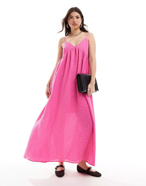 Selected Femme structured maxi cami dress in pink