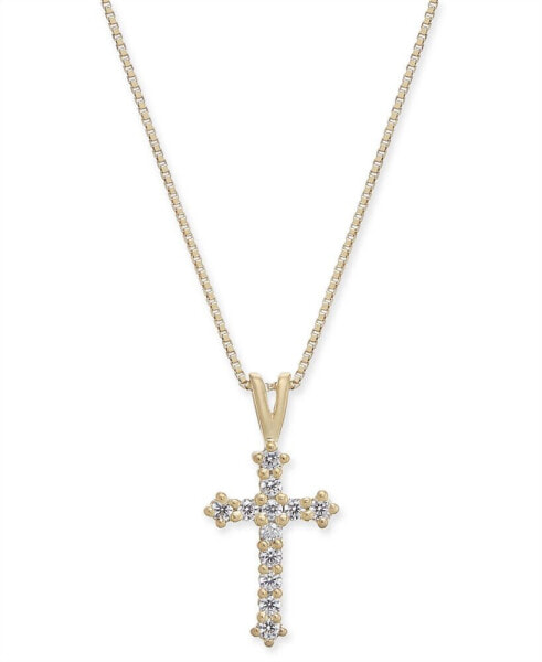 Diamond Cross 18" Pendant Necklace (1/10 ct. t.w.) in 14k Gold