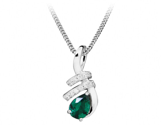 Fashion necklace with zircons and emerald glass SC379