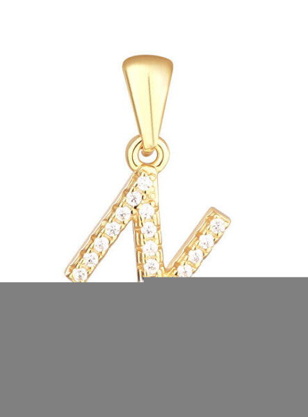 Gold-plated pendant with zircons letter "N" SVLP0948XH2BIGN