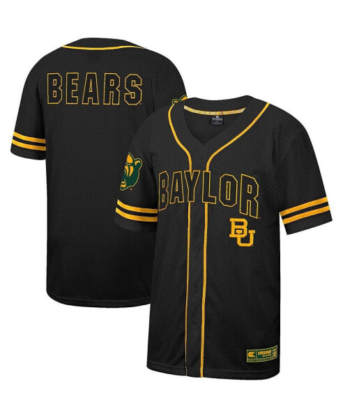 Men's Black Baylor Bears Free Spirited Mesh Button-Up Baseball Jersey