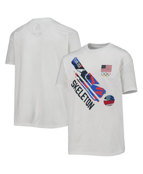 Big Boys White Team USA Skeleton Scattered Swatch T-shirt