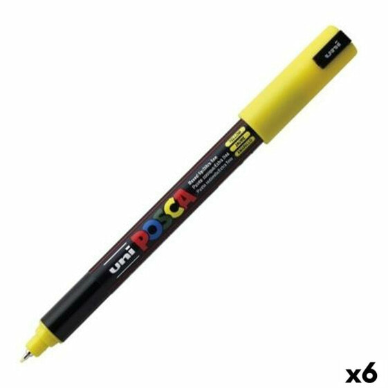 Ручка акриловая POSCA PC-1MR Жёлтая 6 штук