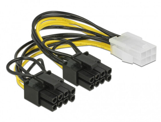 Delock 85452 - 0.15 m - PCI-E (6-pin) - 2 x PCI-E(6+2 pin) - Straight - Straight - Black - Yellow