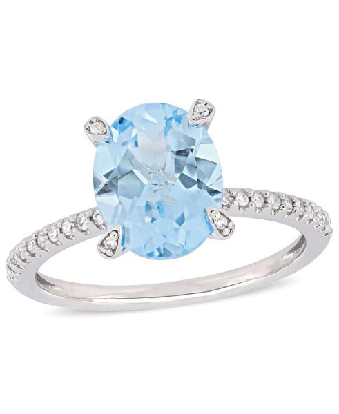 Blue Topaz (3-3/4 ct.t.w.) and Diamond (1/10 ct.t.w.) Ring in 10k White Gold