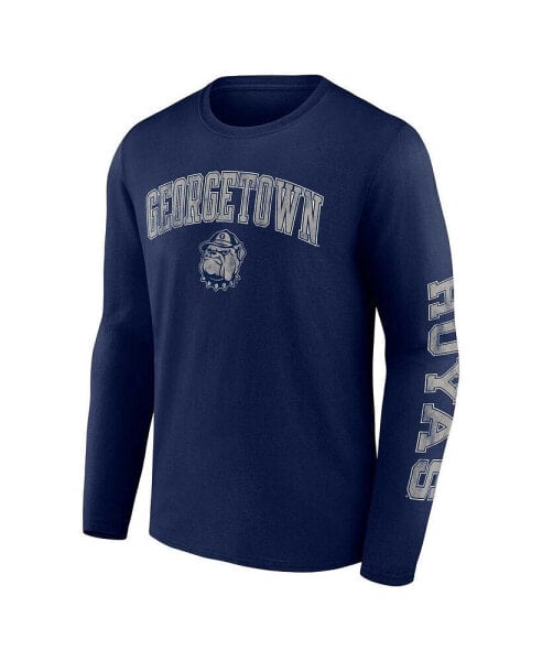 Men's Navy Georgetown Hoyas Distressed Arch Over Logo Long Sleeve T-shirt