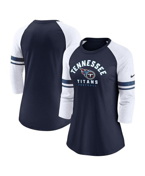Women's Navy Tennessee Titans 3/4-Sleeve Lightweight Raglan Fashion T-shirt