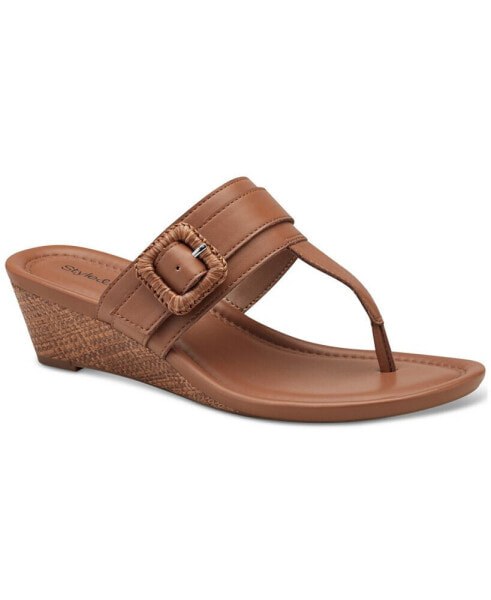 Women's Polliee Buckled Thong Wedge Sandals, Created for Macy's