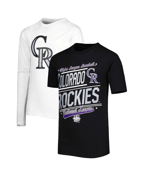 Big Boys and Girls Black, White Colorado Rockies Combo T-shirt Set