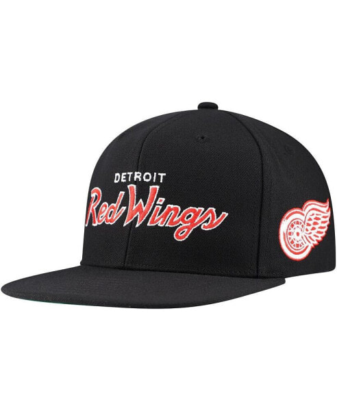 Men's Black Detroit Red Wings Core Team Script 2.0 Snapback Hat
