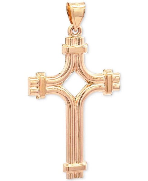 Macy's double Row Polished Cross Pendant in 14k Gold, Created for Macy's