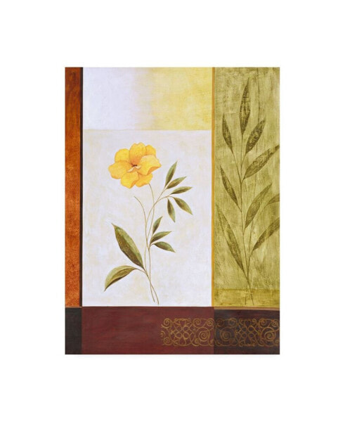 Pablo Esteban Orange Flower with Leaves Canvas Art - 36.5" x 48"