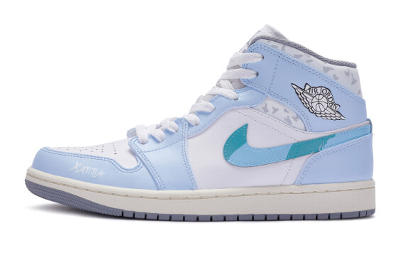 Кроссовки Air Jordan 1 BIGNIU Cartoon Blue White Grey