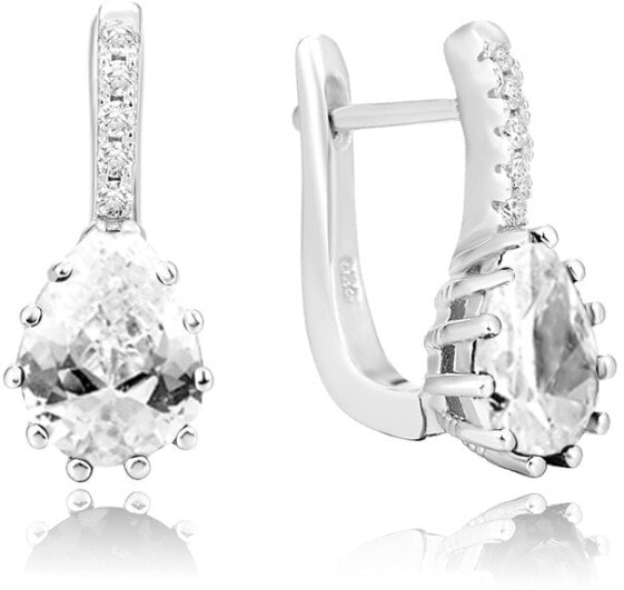 Silver earrings with clear crystal AGU1196