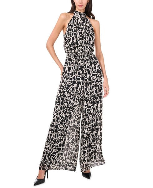 Women's Halter Smocked-Waist Jumpsuit