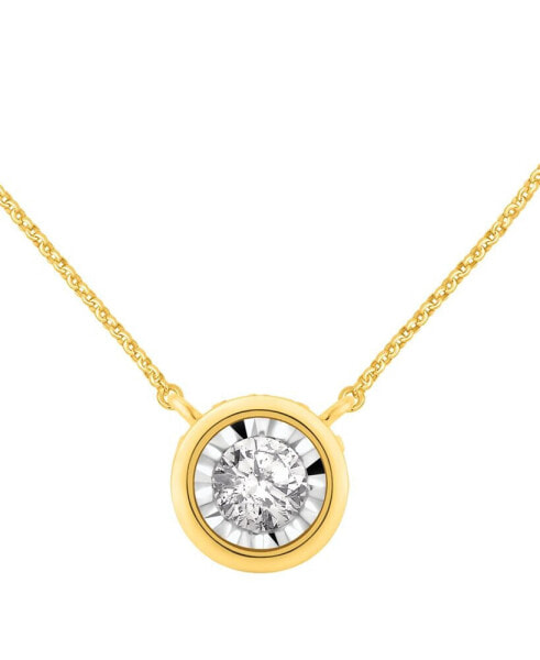 Macy's diamond Miracle Plate Bezel Pendant Necklace (1/2 ct. t.w.) in 14k Gold, 16" + 2" extender in 14k Two-Tone Gold