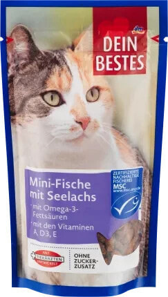 Katzenleckerli Mini-Fische mit Seelachs & Omega-3-Fettsäuren, MSC zertifiziert, 65 g