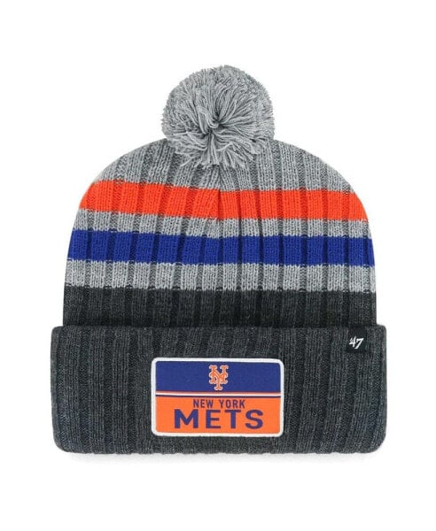 Men's Gray New York Mets Stack Cuffed Knit Hat with Pom