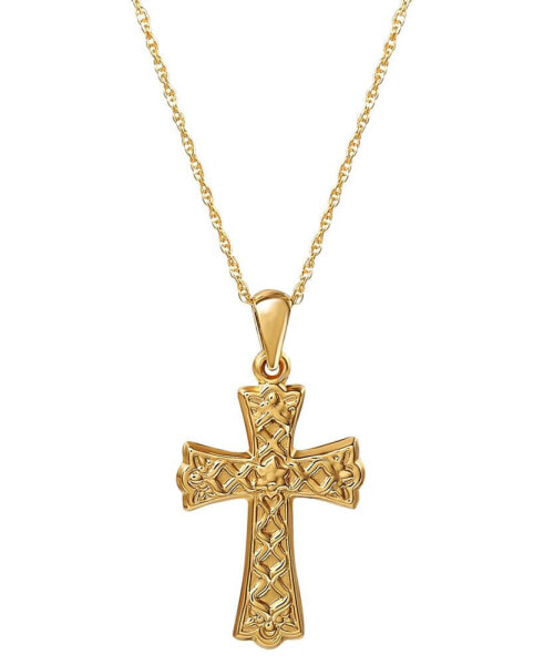 Ornate Flared Cross 18" Pendant Necklace in 18k Gold-Plated Sterling Silver, Created for Macy's