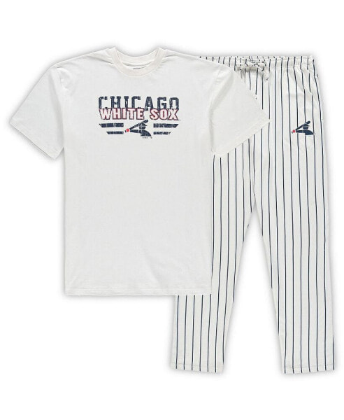Men's White, Navy Chicago White Sox Big and Tall Pinstripe Sleep Set
