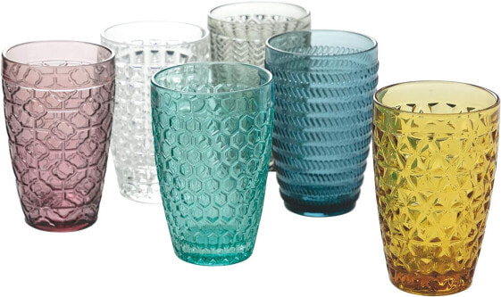 Villa d'Este Home Tivoli Geometry Set of 6 Glass Drinks Glasses 380 ml