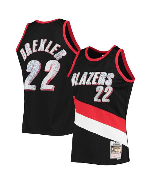 Men's Clyde Drexler Black Portland Trail Blazers 1991-92 Hardwood Classics 75th Anniversary Diamond Swingman Jersey