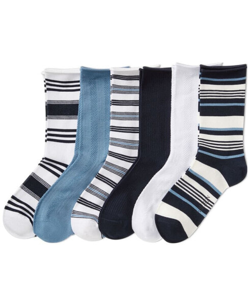 Women's 6-Pk. Striped Roll-Top Socks