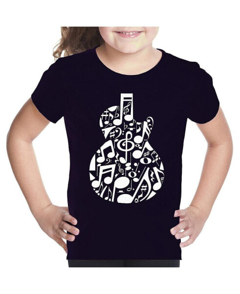 Music Notes Guitar - Girl's Child Word Art T-Shirt