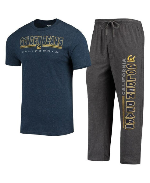 Men's Heathered Charcoal, Navy Cal Bears Meter T-shirt and Pants Sleep Set