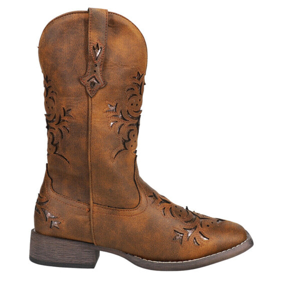 Roper Kennedy Glitter Square Toe Cowboy Womens Brown Casual Boots 09-021-1903-2