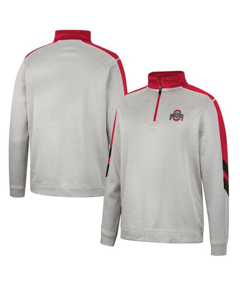 Men's Gray, Scarlet Ohio State Buckeyes Bushwood Fleece Quarter-Zip Jacket