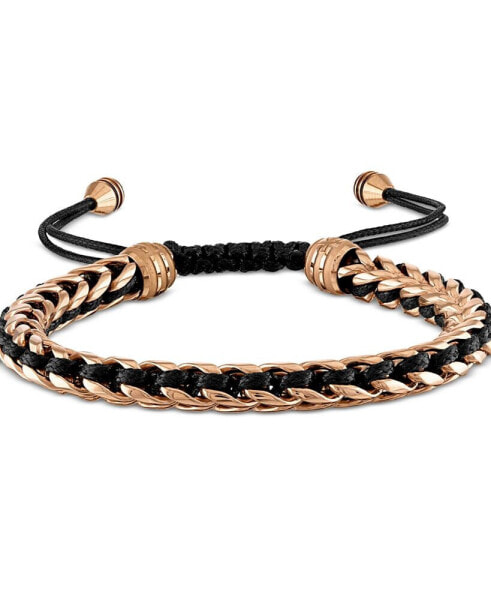 Rose Gold-Tone IP Stainless Steel Cord Woven Slider Bracelet