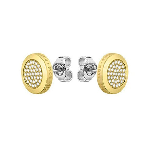 Charming gold-plated earrings with crystals 1580297