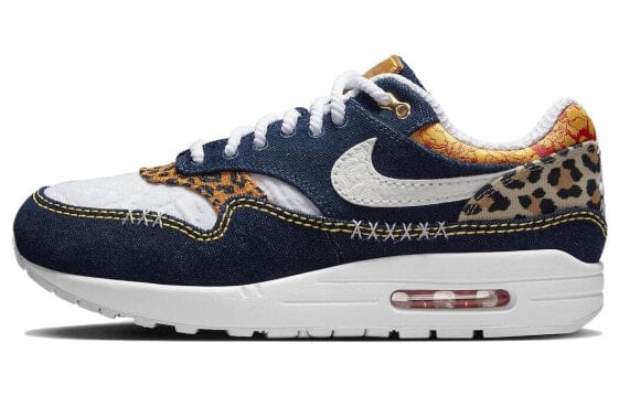 Nike Air Max 1 Premium "Denim Leopard" 减震防滑 低帮 运动休闲鞋 男款 白蓝 / Кроссовки Nike Air Max FJ4452-432