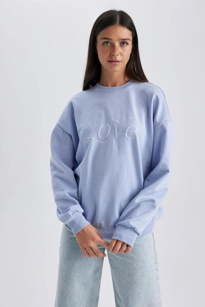 Relax Fit Bisiklet Yaka Ince Sweatshirt