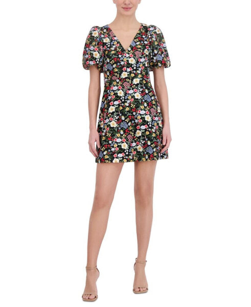 Women's Puff-Sleeve Floral Dress