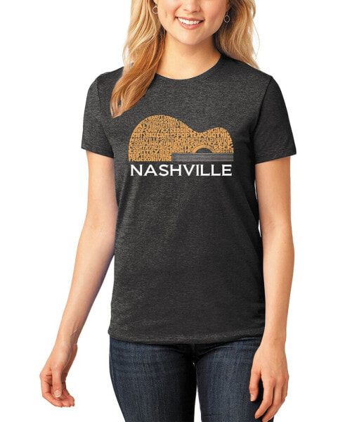 Women's Nashville Guitar Premium Blend Word Art Short Sleeve T-shirt