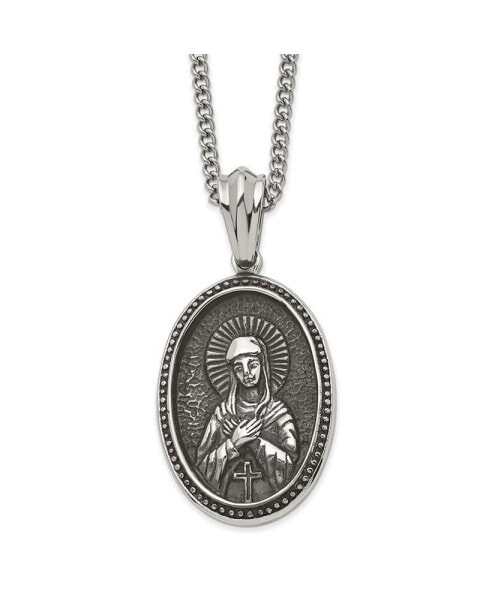 Antiqued Our Lady of Guadalupe Pendant Cable Chain Necklace