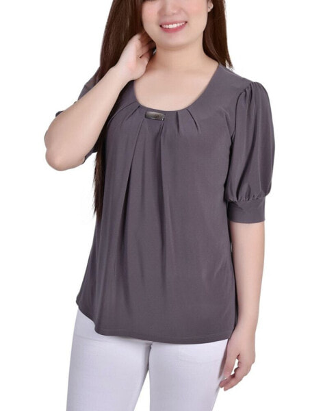 Petite Short Sleeve Balloon Sleeve Top