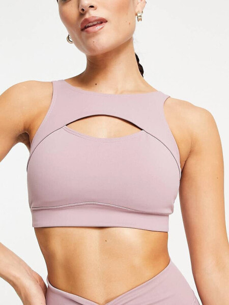 South Beach cut out light support sports bra in violet